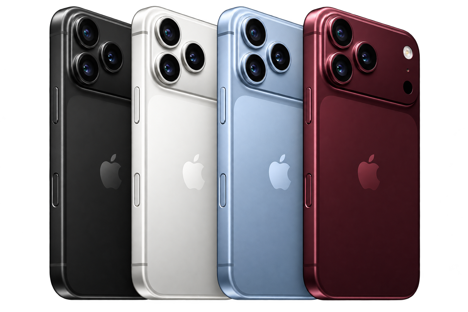 iPhone 18 Pro Max em quatro cores, imagem ilustrativa do prêmio